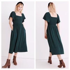 NWT Madewell Lucie Smocked Midi Dress in Cheetah Jacquard XS $138